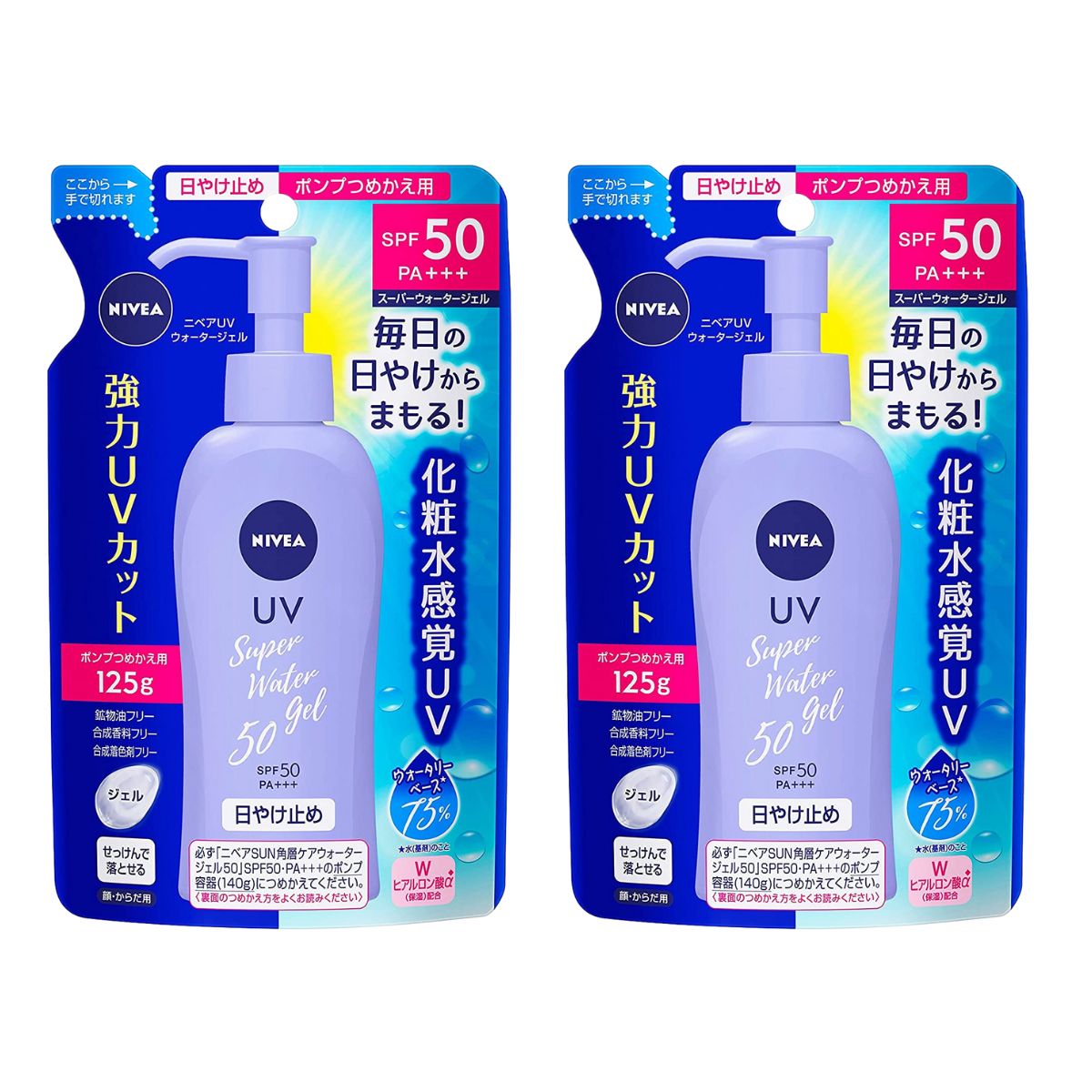 【2個】 ニベアサン プロテクトウォータージェル SPF50/PA+++ つめかえ用 125g【2個】