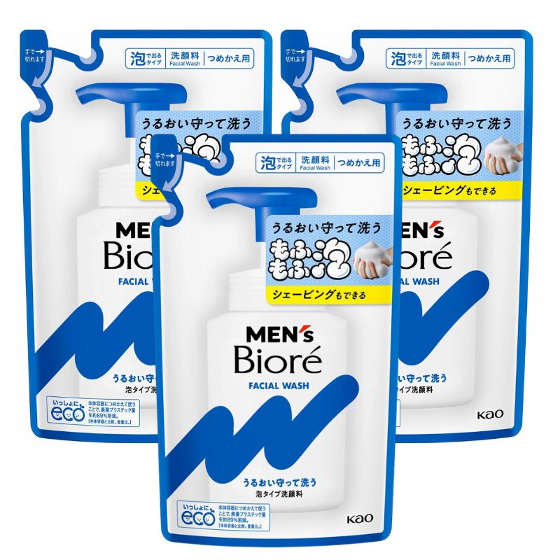 乐天商城 - 【3個】花王 メンズビオレ 泡タイプ洗顔 つめかえ 130ml 男性