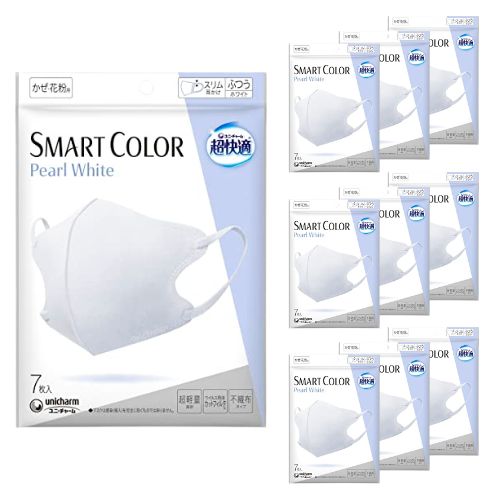 乐天商城 - 【10袋】ユニ・チャーム 超快適マスク SMART COLOR Pearl White スマートカラー パールホワイト ふつうサイズ 7枚入