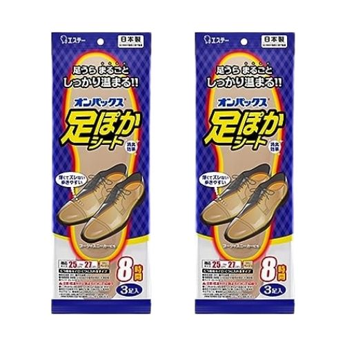 【2袋計6足分】エステー オンパックス 足ぽかシート 8時間 25-27cm 3足入