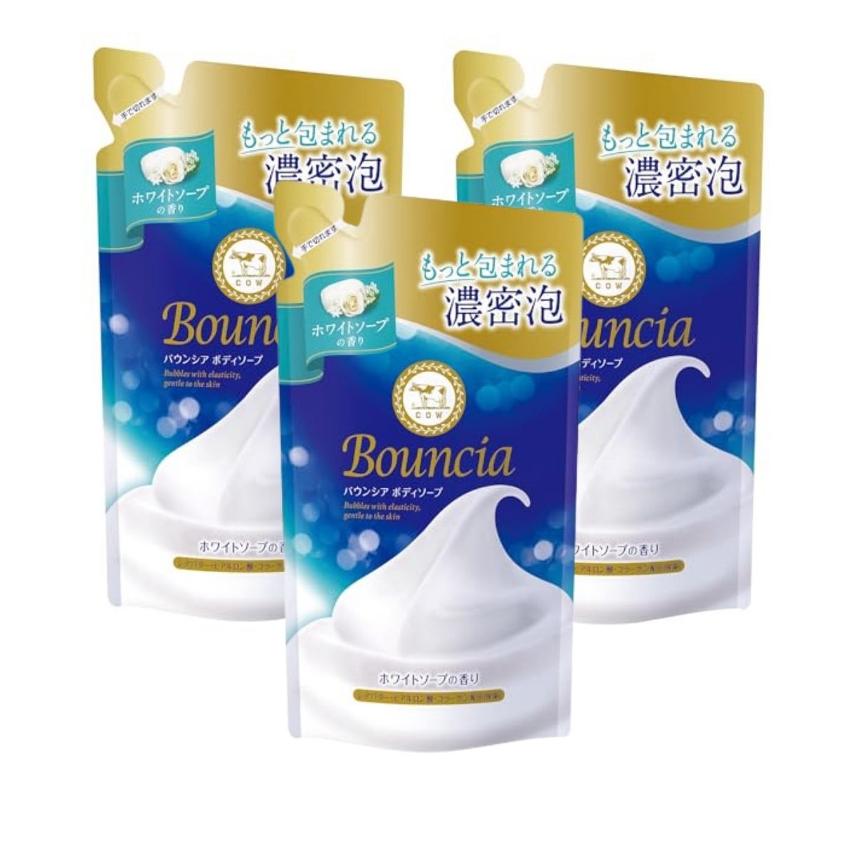 【3個】牛乳石鹸 バウンシア ボディソープ ホワイトソープの香り つめかえ用 360ml