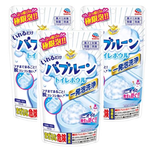 乐天商城 - 【3個】アース製薬 らくハピ いれるだけ バブルーン トイレボウル 180g