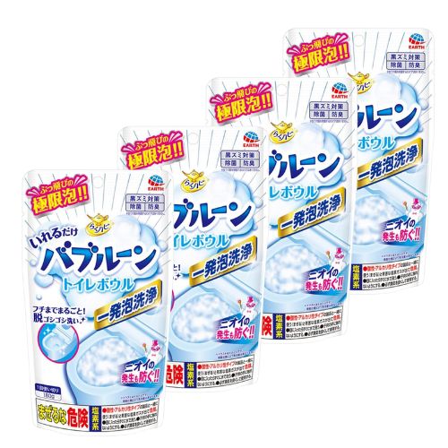 【4個】アース製薬 らくハピ いれるだけ バブルーン トイレボウル 180g