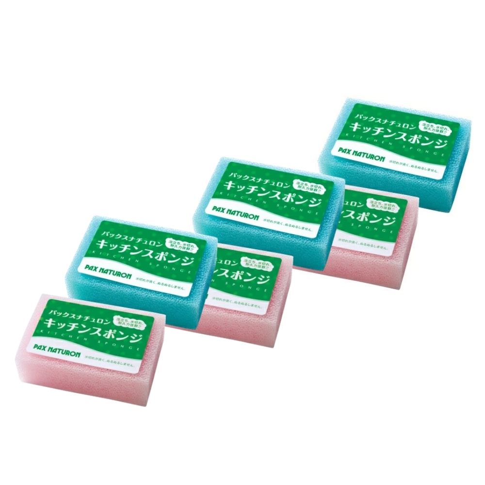 乐天商城 - 【6個】太陽油脂 パックスナチュロン キッチンスポンジ 台所用スポンジ ピンク ブルー（色は選べません）