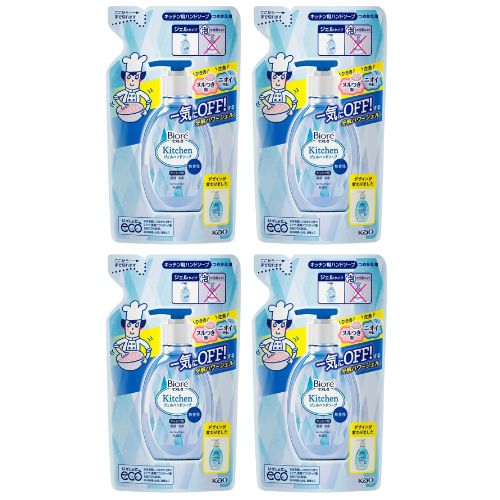 【4個】ビオレu キッチンハンドジェルソープ 無香料 詰め替え 200ml...