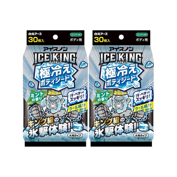 乐天商城 - 【2個60枚】白元 アイスノン ICE KING 極冷えボディシート ミントの香り 30枚