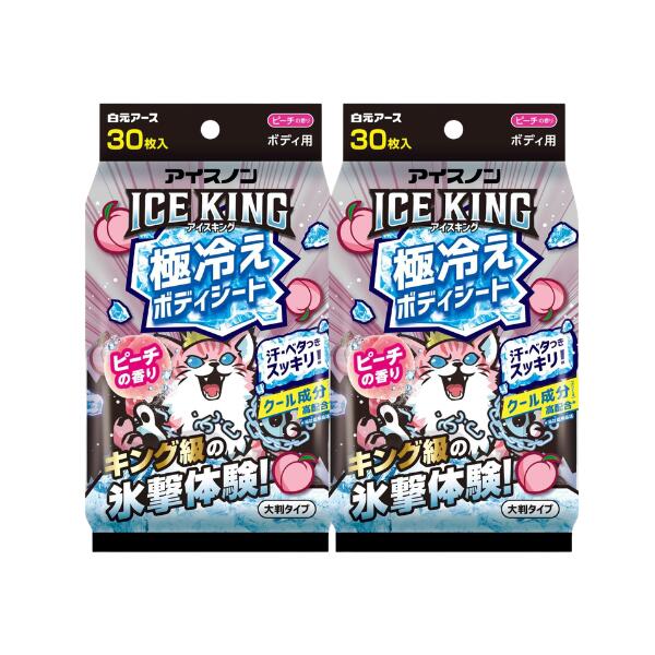 乐天商城 - 【2個60枚】白元 アイスノン ICE KING 極冷えボディシート ピーチの香り 30枚