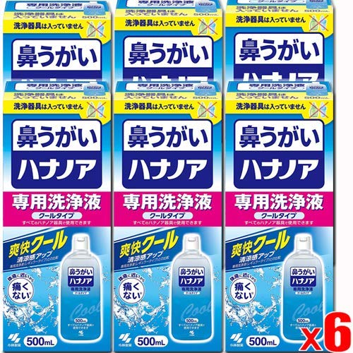 【6個】小林製薬 ハナノア 専用洗浄液 クールタイプ 鼻うがい 花粉対策 500ml ※本品には洗浄器具は入っていません