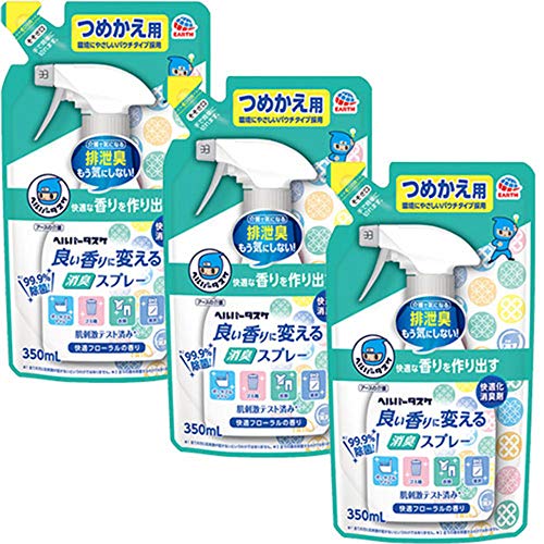 【3個】アース製薬 ヘルパータスケ 良い香りに変える 消臭スプレー 快適フローラルの香り 消臭剤 つめかえ用 350ml