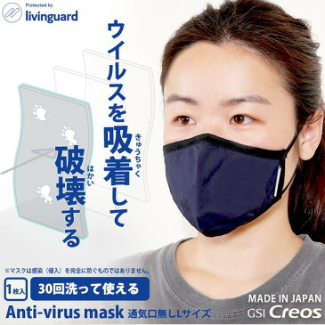 日本製　Livinguard　アンチウイルス　マスク　通気口（バルブ）なし　N95フィルター　Anti-virus　高機能　mask　繰り返し　洗濯　3層構造　抗ウイルス　抗菌