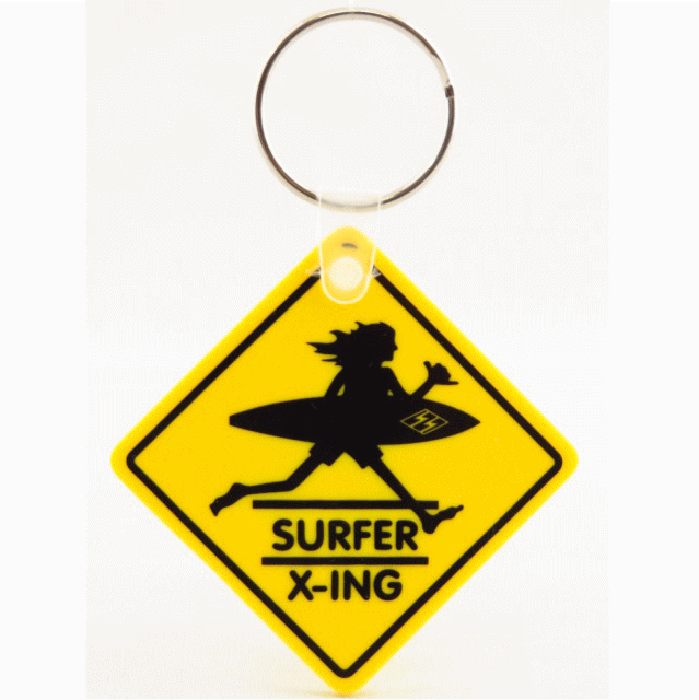 SURF-N-SEA （サーフアンドシー）・ハワイ・ノースショア・Haleiwa・キーホルダー・SURFER X-ING・イエロー×ブラックのサムネイル