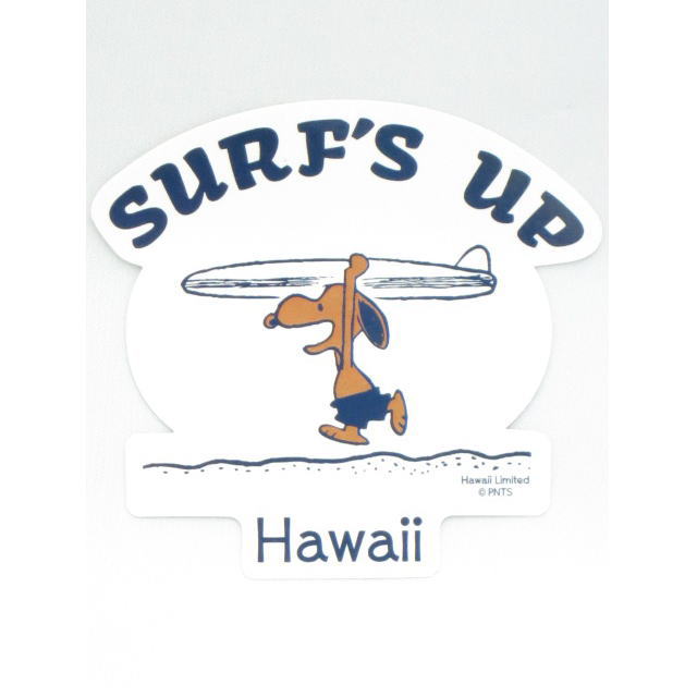 Moni Honolulu モニホノルル【ハワイ限定 Hawaii直輸入】日焼けスヌーピー ステッカーホワイト SURF 039 S UP
