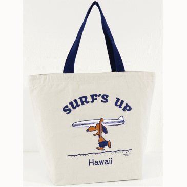 Moni Honolulu モニホノルル【ハワイ限定・Hawaii直輸入】【送料無料】日焼けスヌーピー トートバックSURF'S UP×ナチュラル×ネイビー