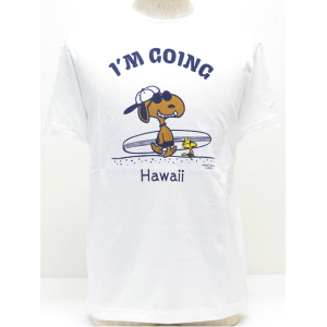 Moni Honolulu モニホノルル【ハワイ限定・Hawaii直輸入】日焼けスヌーピー・ユニセックスTシャツI'M GOING サイズ：XS-L