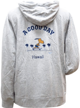 Moni Honolulu モニホノルル【ハワイ限定・Hawaii直輸入】【送料無料】【パーカー】【ジップアップ】日焼けスヌーピー・ユニセックス【ペア】【オソロ】A GOOD DAYサイズ:XS-L