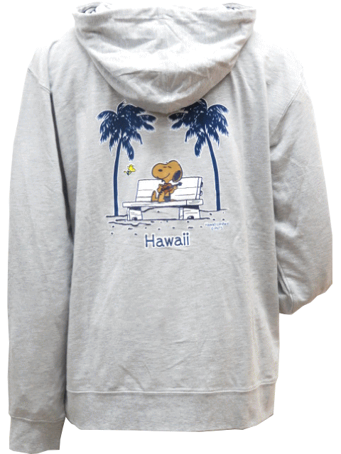 Moni Honolulu モニホノルル【ハワイ限定・Hawaii直輸入】【送料無料】【パーカー】【ジップアップ】日焼けスヌーピー・ユニセックス【ペア】【オソロ】ウクレレ×スヌーピーサイズ:XS-L