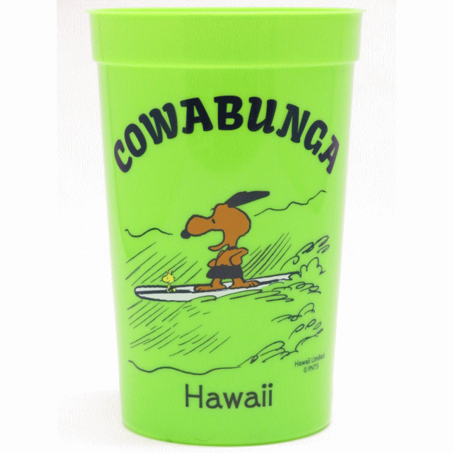 Moni Honolulu モニホノルル【ハワイ限定・Hawaii直輸入】日焼けスヌーピー・プラスチックカップCOWA BUNCA×Green