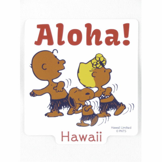 Moni Honolulu モニホノルル【ハワイ限定・Hawaii直輸入】日焼けスヌーピー ステッカーホワイト Aloha!のサムネイル