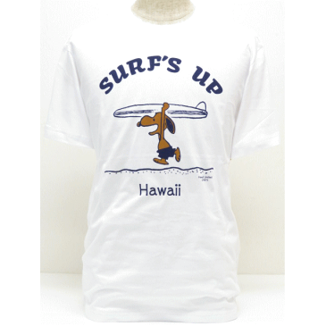 Moni Honolulu モニホノルル【ハワイ限定・Hawaii直輸入】【ペア】日焼けスヌーピー・ユニセックスTシャツSURF'S UP サイズ：XS-L