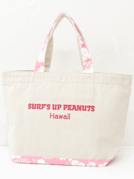 Moni Honolulu モニホノルル【ハワイ限定・Hawaii直輸入】【送料無料】日焼けスヌーピー ミニトートバックSURF'S UP PEANUTSナチュラル×ライトピンク