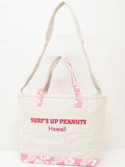 Moni Honolulu モニホノルル【ハワイ限定・Hawaii直輸入】【送料無料】日焼けスヌーピー トートバック3HANDLE ショルダートートSURF'S UP PEANUTSナチュラル×ライトピンク