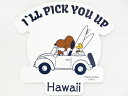 Moni Honolulu モニホノルル日焼けスヌーピー ステッカーホワイト I'LL PICK YOU UP