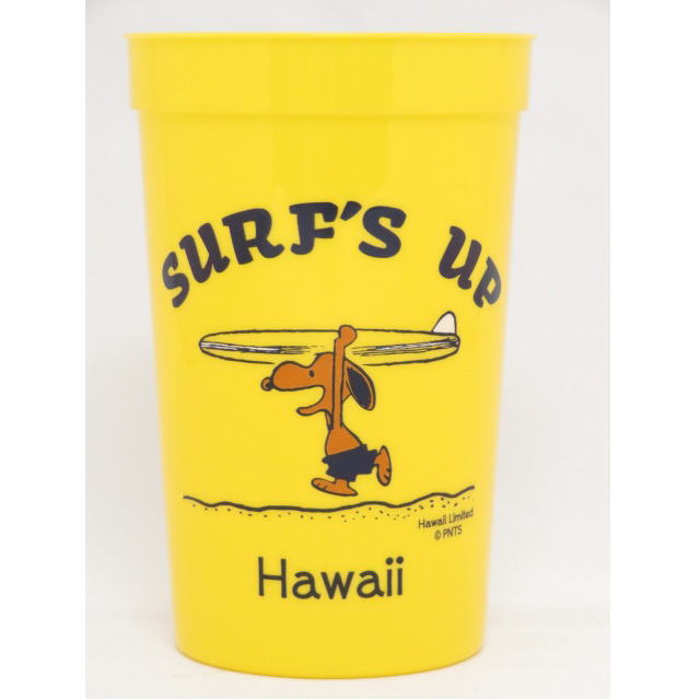 Moni Honolulu モニホノルル【ハワイ限定 Hawaii直輸入】日焼けスヌーピー プラスチックカップSURF 039 S UP×Deep Yellow