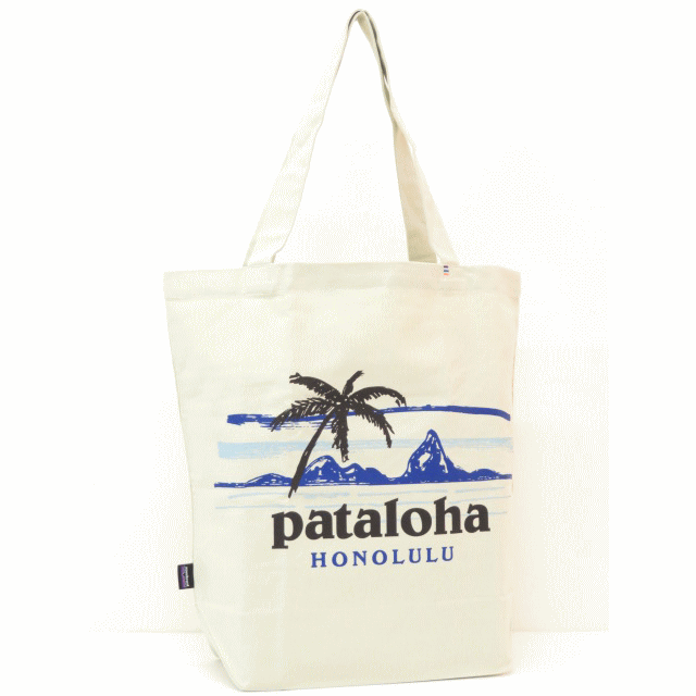 パタゴニア　マザーズバッグ Patagonia パタゴニア【ハワイ限定・ Hawaii直輸入】LEANING PALM MARKET TOTE-HONOLULUトートバック・エコバック・ショッピングバッグPataloha・パタロハBLEACHED STONE