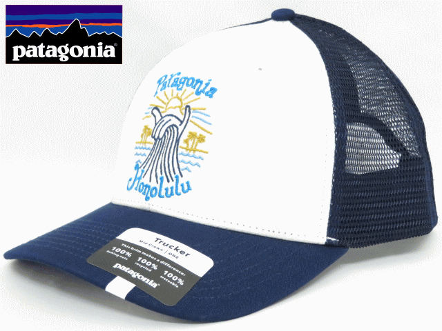パタゴニア キャップ メンズ Patagonia パタゴニア【ハワイ限定】【Hawaii直輸入】HOWZIT TRUCKER HAT-HONOLULUキャップ・スナップバックWHITE/NAVY