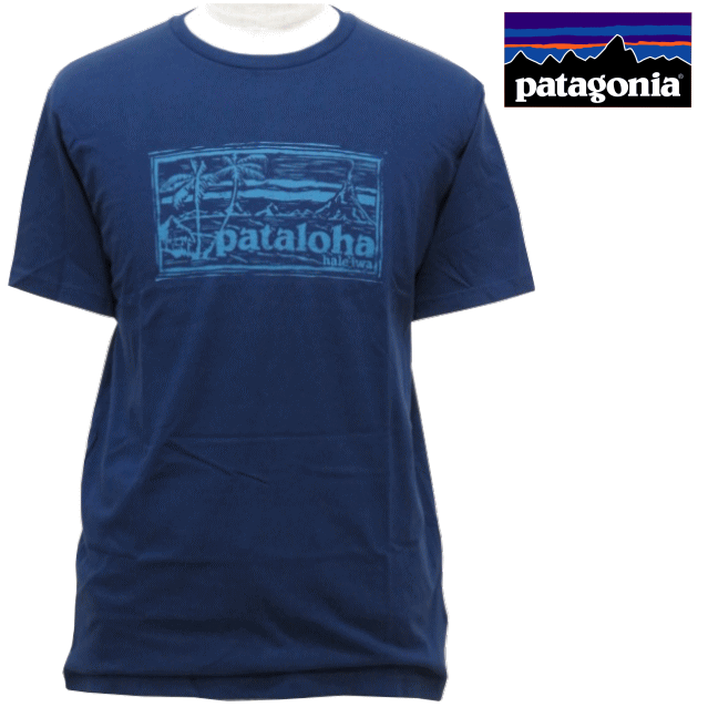 【タイムセール・30％OFF・8/9～9/20】Patagonia パタゴニア【ハワイ限定・ Hawaii直輸入】M'S PATALOHA CARVED LOGO LWCOTTON T-SHIRT-HALEIWATシャツ PATALOHA パタロハCLASSIC NAVY メンズ・ユニセックス サイズ：S-L【返品交換不可】