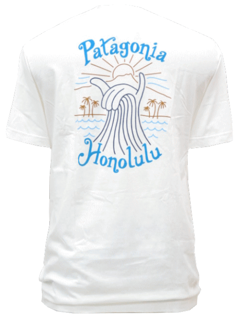 Patagonia パタゴニア【ハワイ限定・ Hawaii直輸入】M'S HOWZIT ORGANIC T-SHIRT-HONOLULUTシャツ WHITE メンズ・ユニセックス サイズ：S-L