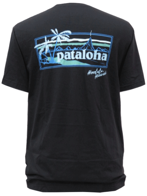 Patagonia パタゴニア【ハワイ限定・ Hawaii直輸入】M'S PATALOHA SIGH LWCOTTON-T-SHIRT-HONOLULUTシャツ PATALOHA パタロハBLACK メンズ・ユニセックス サイズ：S-L