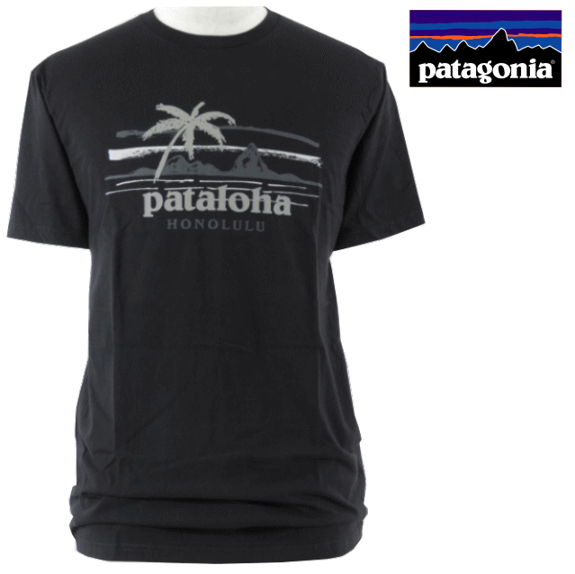 Patagonia パタゴニア【ハワイ限定 Hawaii直輸入】M 039 S LEANING PALM LW COTTON T-SHIRT-HONOLULUTシャツ PATALOHA パタロハBLACK メンズ ユニセックス サイズ：S-L