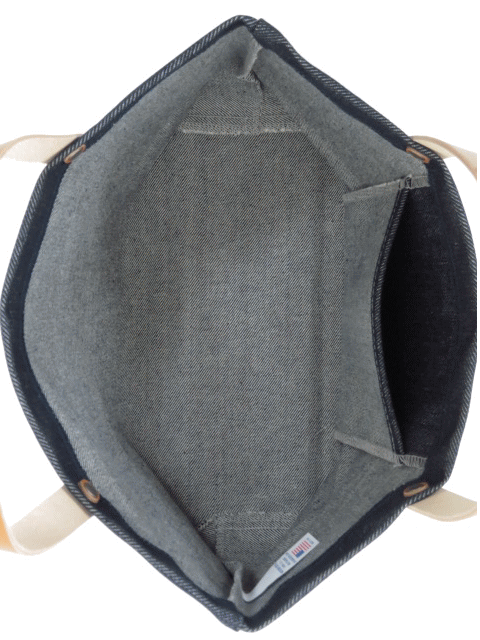 DEAN&DELUCA ディーンアンドデルーカ【ハワイ限定】【HAWAII直輸入】【送料無料】LEATHER HANDLE TOTEThe Ritz-Carlton Residence限定リッツカールトン限定レザーハンドル・スモールトート・SサイズDenim(Navy)×White