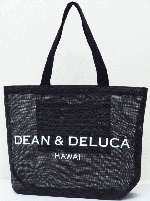 DEAN&DELUCA ディーンアンドデルーカ【ハワイ限定】【HAWAII直輸入】MESH TOTEメッシュトート トートバック メッシュLARGE・Black×White