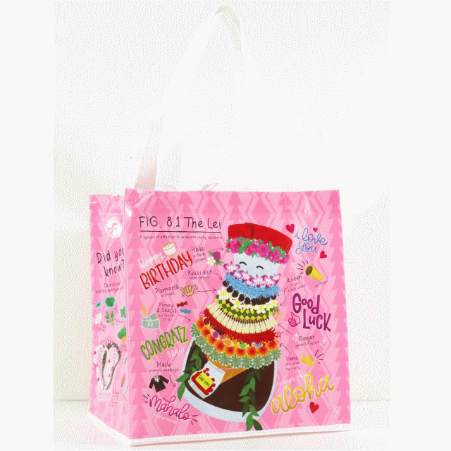 FOODLAND フードランド【ハワイ限定・Hawaii直輸入】エコバック・ショッピングバックPink×Leiのサムネイル