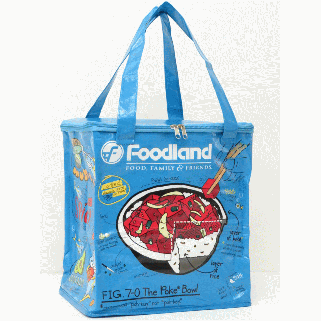FOODLAND フードランド【ハワイ限定・Hawaii直輸入】保冷バックエコバック・ショッピングバックBlue×PokeBowlのサムネイル