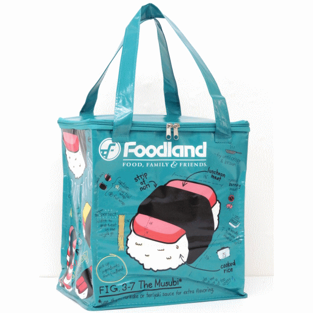 FOODLAND フードランド【ハワイ限定・Hawaii直輸入】保冷バックエコバック・ショッピングバックTeal×Spamusubiのサムネイル
