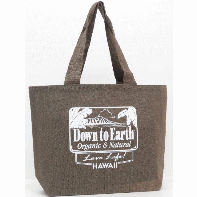 Down to Earth ダウントゥアース【ハワイ限定・Hawaii直輸入】トートバック・ジュートバック・麻エコバック・ショッピングバックBROWNのサムネイル