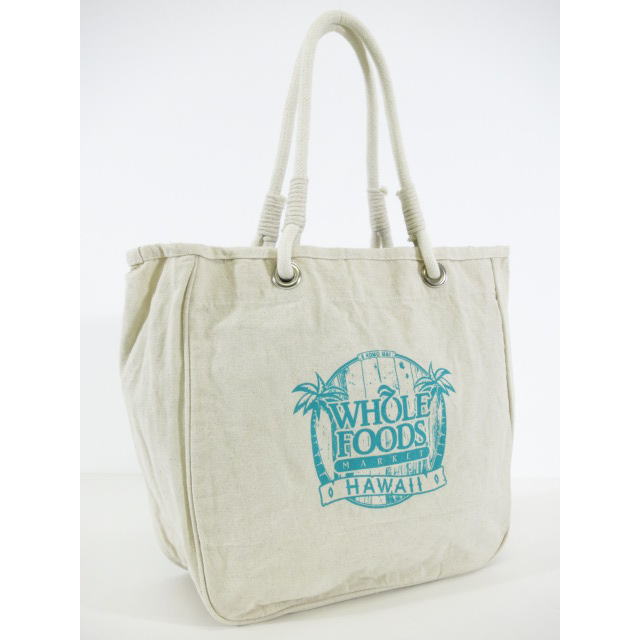 【楽天スーパーSALE】【ハワイ限定】【HAWAII直輸入】【Whole Foods Market】【ホールフーズマーケット】・エコバッグ・ショッピングバッグ・ショッピングバッグ・ナチュラル×アクア×Live LOVE Aloha【返品交換不可】のサムネイル