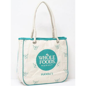 【ハワイ限定】【HAWAII直輸入】【Whole Foods Market】【ホールフーズマーケット】トートバッグ・エコバッグ・ショッピングバッグナチュラル×ミディアムグリーン×ハングルース【返品交換不可】