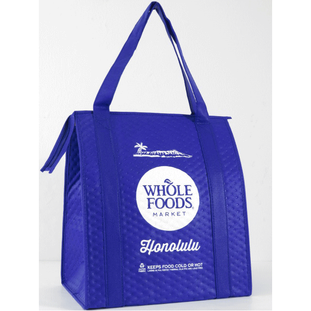 【ハワイ限定】【HAWAII直輸入】【Whole Foods Market】【ホールフーズマーケット】トートバッグ・エコバック・エコバッグ・ショッピングバッグ・保冷バックダークブルー×ホワイト【返品交換不可】