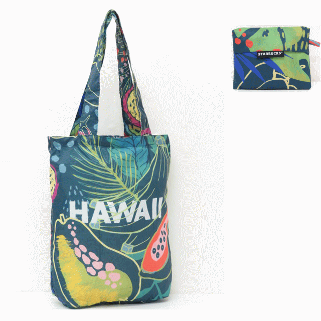 STARBUCKS スターバックス【ハワイ限定・HAWAII直輸入】FOLDABLE SHOPPER TOTEエコバック・折りたたみ・コンビニバックTOTE BAG PALM LEAF HAWAII FY20【返品交換不可】