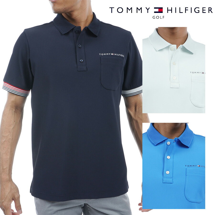 【クリアランス】【月間優良ショップ受賞】 トリコットストライプ 半袖シャツ トミーヒルフィガーTHMA421 ゴルフウェア ウエア ウェアー トップス シャツ 半袖