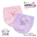 女児 ショーツ 2枚組 ジュエル箔 綿100% キッズ パンツ 女の子 100/110/120/130(2529) メール便OK