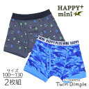 ボクサーパンツ 波迷彩 ドット昆虫 2枚組 綿100% 子供 下着 男の子 パンツ キッズ 男児 100/110 /120/130 (4068)