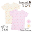 【クーポンご利用でMAX5％OFF｜マラソンSALE5/9 20時スタート】kusumi 女児 半袖シャツ うさぎ/くま柄 2枚組 100/110/120/130 2541 綿100% キッズ 女児 肌着 3分袖 くすみカラー 女の子 インナ…