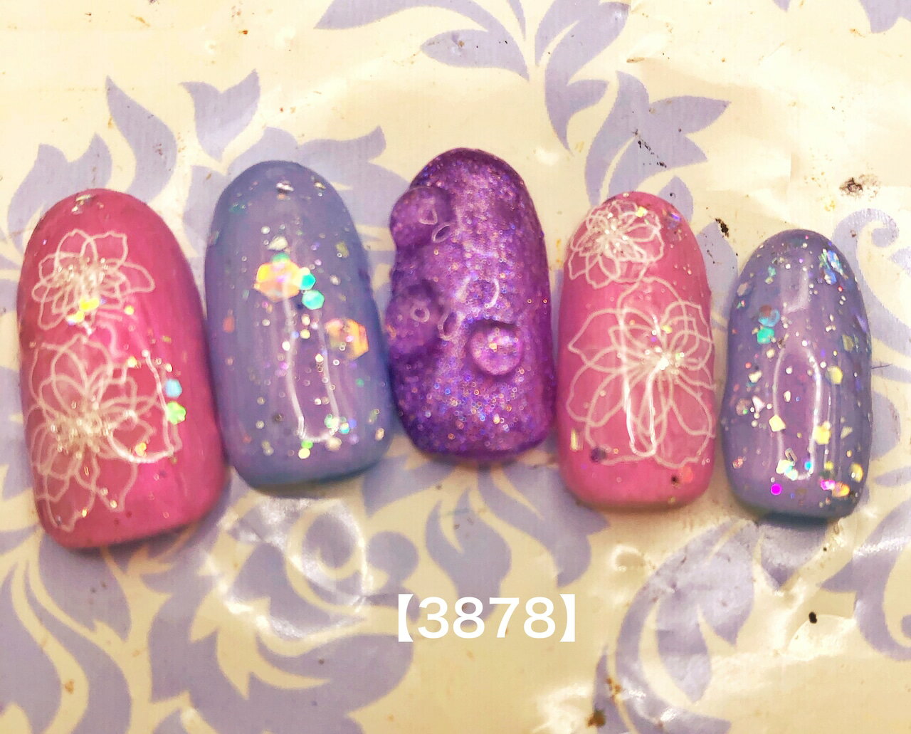 上品 カジュアル 可愛い かわいい カワイイ ブライダル リゾート ショート ロング 短い爪 お洒落 ラメ キラキラ ネイルチップ つけ爪 ネイル デザインネイル オーダメイド オーダーチップ オーダーネイル ハンドメイド 10本セット 送料無料 両面テープ付き【3878】