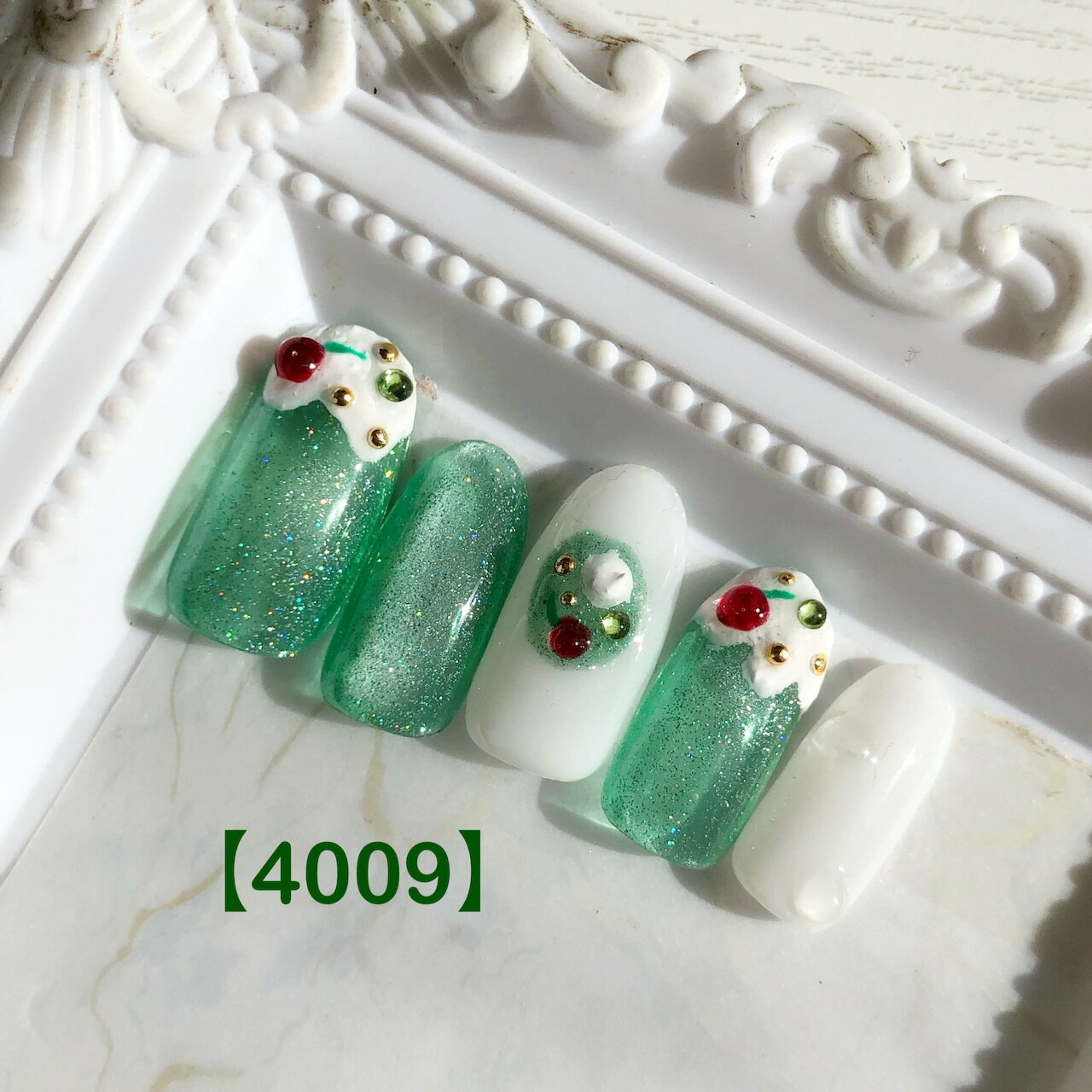 送料無料 両面テープ付き ネイル ネイルチップ つけ爪 ジェル ジェルネイル セルフネイル マニキュア ハンドメイド オーダー オーダーメイド サイズオーダー ショート ロング ブライダル 結婚式 前撮り 挙式 和装 上品 カジュアル 可愛い かわいい クリームソーダ【4009】