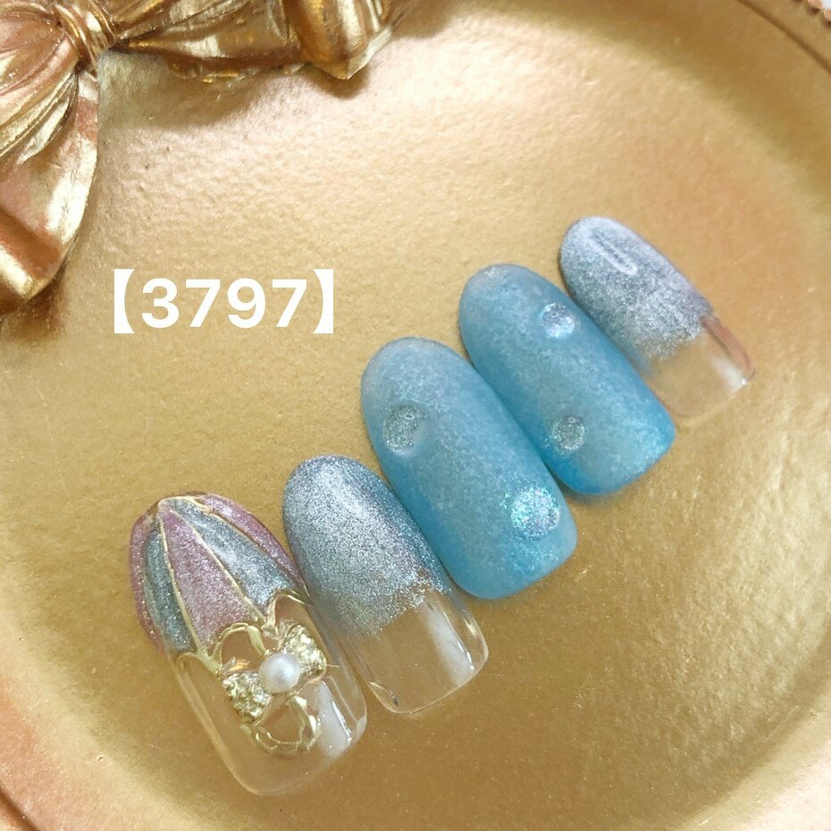上品 カジュアル 可愛い かわいい カワイイ ブライダル 夏 ブルー ショート ロング 短い爪 お洒落 ラメ キラキラ ネイルチップ つけ爪 ネイル デザインネイル オーダメイド オーダーチップ オーダーネイル ハンドメイド 10本セット 送料無料 両面テープ付き【3797】